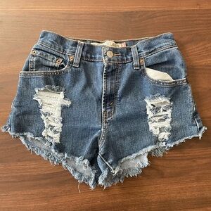Levi’s distressed high rise shorts